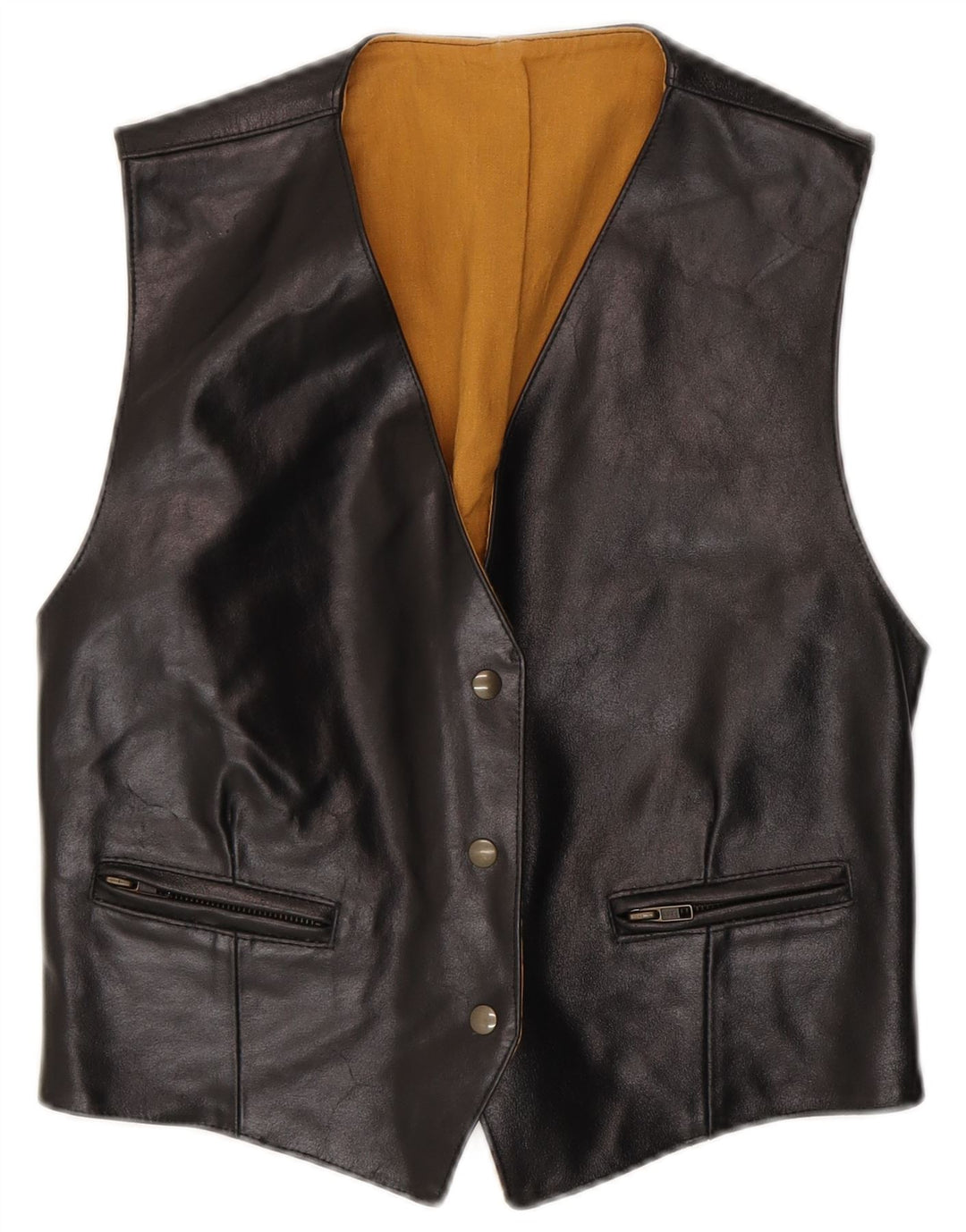 Gilet Donna in Pelle VINTAGE IT 46 Large Nero in Pelle