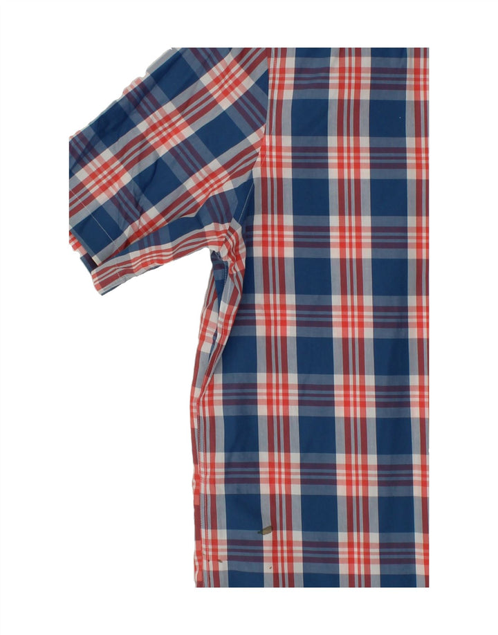 L.L.BEAN Mens Tall Short Sleeve Shirt Large Blue Check Cotton Vintage L.L.Bean and Second-Hand L.L.Bean from Messina Hembry 