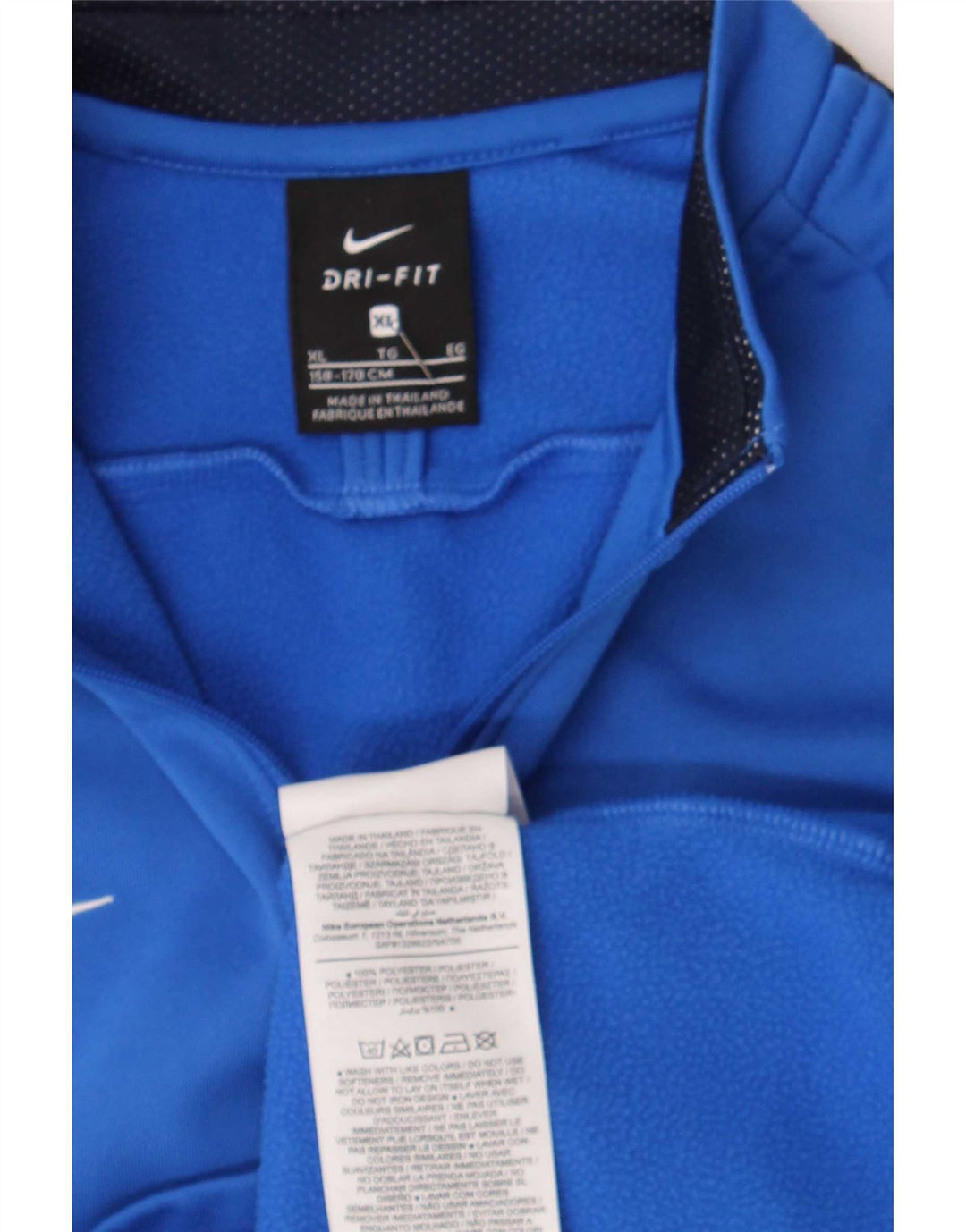 Top della tuta da ginnastica Nike da bambino con zip e collo, 13-14 anni, XL, colore blu