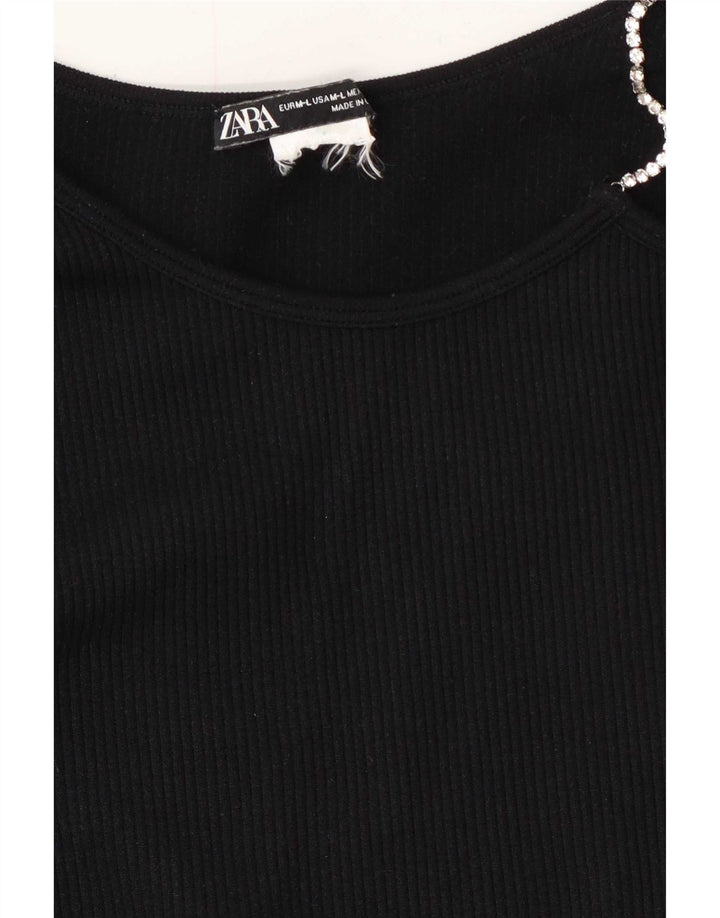 Top corto monospalla da donna Zara UK 14 grande nero