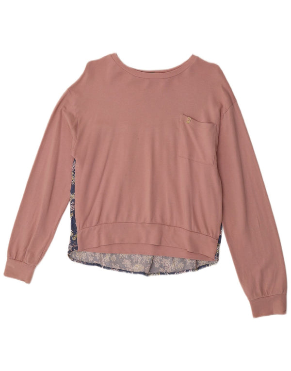 Felpa Bambina Benetton Maglia 13-14 Anni 3XL Cotone Floreale Rosa
