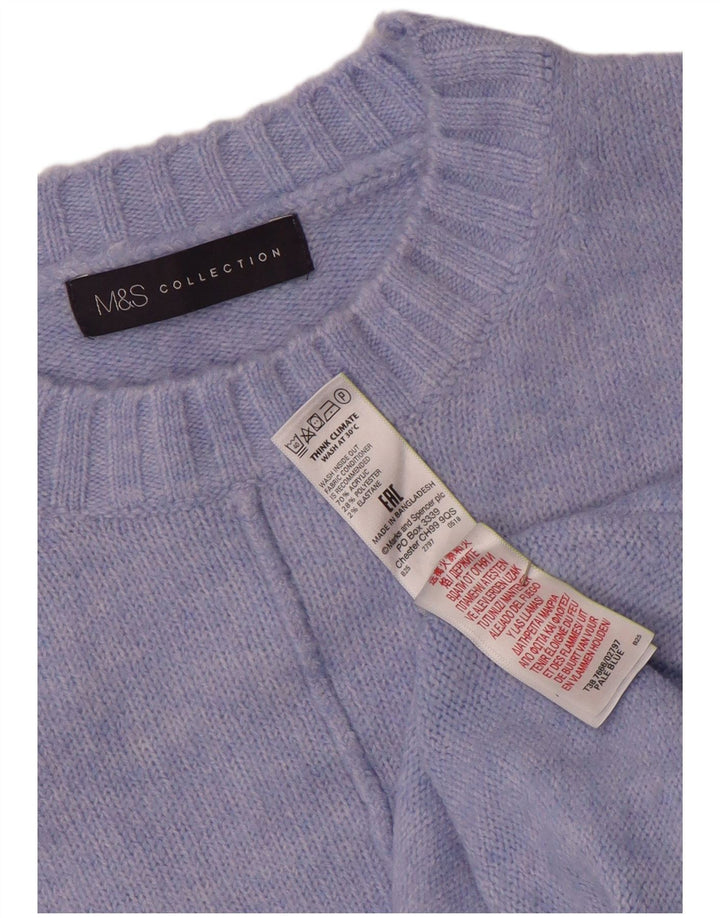 Maglione maglione girocollo da donna Marks & Spencer UK 14 Acrilico blu medio