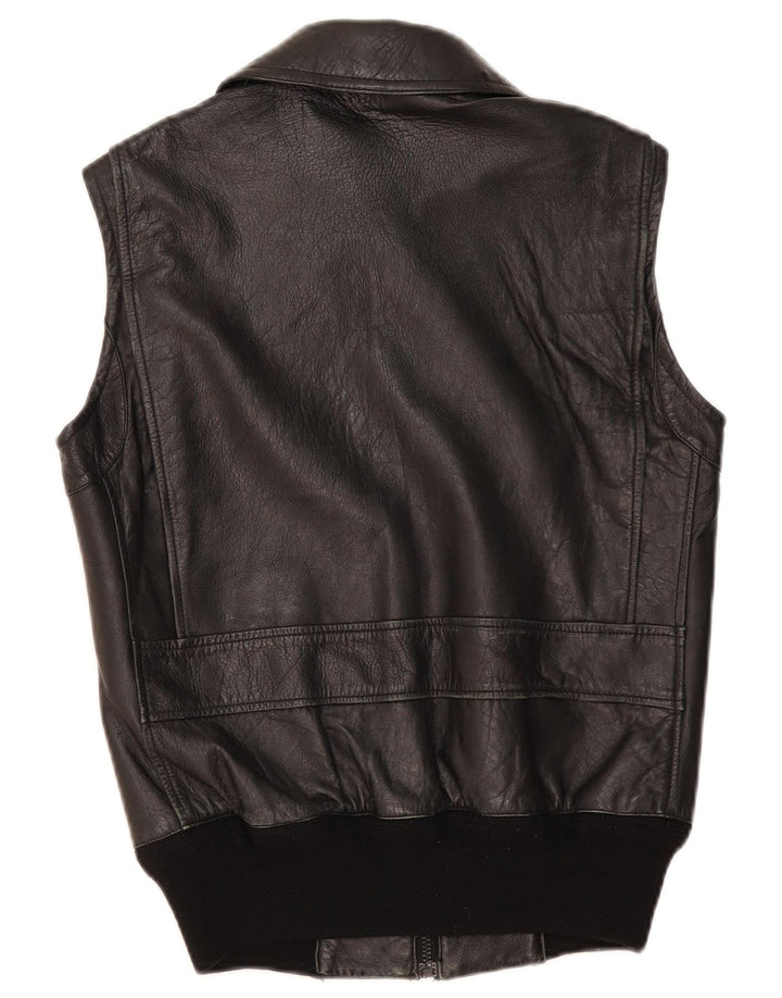 Gilet in pelle da uomo vintage UK 36 piccolo in pelle nera