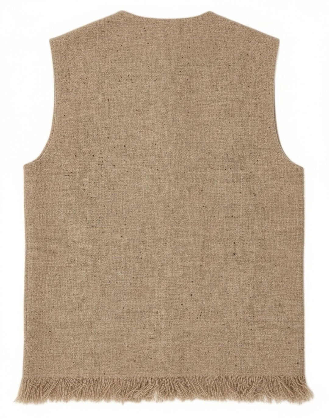 Maglione cardigan senza maniche vintage da donna UK 14 Lana screziata grigio medio