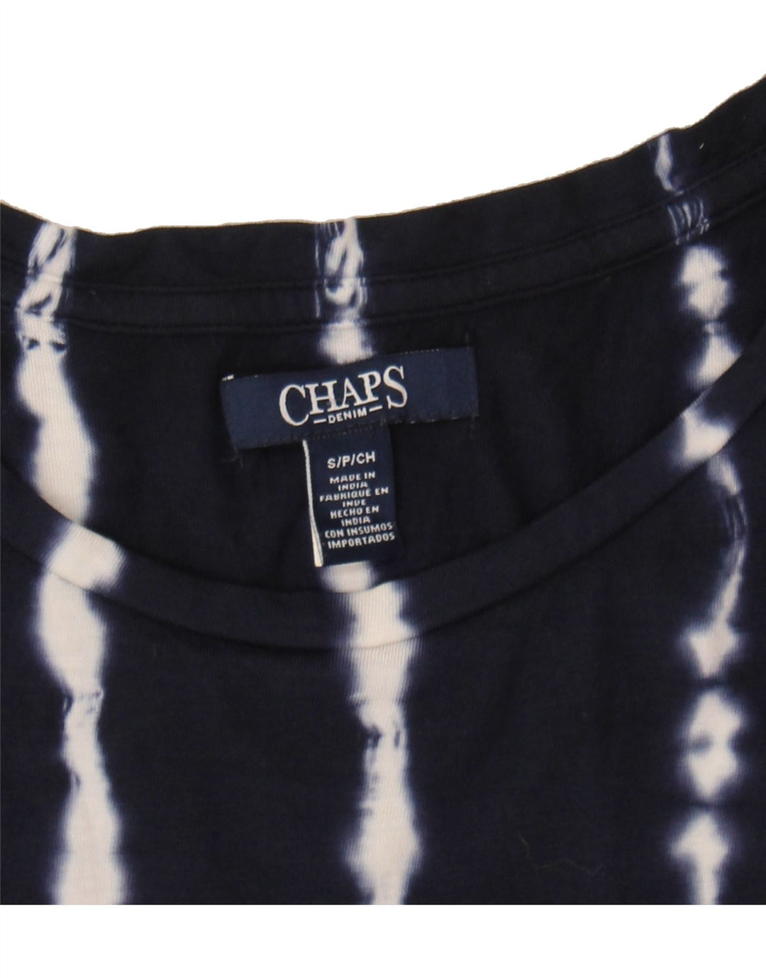 CHAPS Womens Asymmetric Vest Top UK 10 Small Navy Blue Striped Cotton Vintage Chaps and Second-Hand Chaps from Messina Hembry 