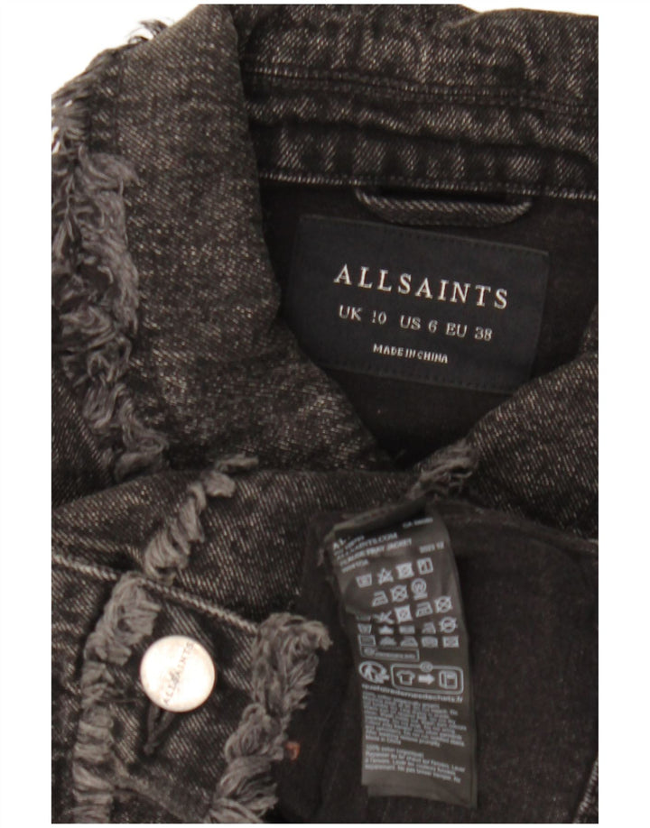 Giacca di jeans oversize corta da donna All Saints UK 10 piccola in cotone nero