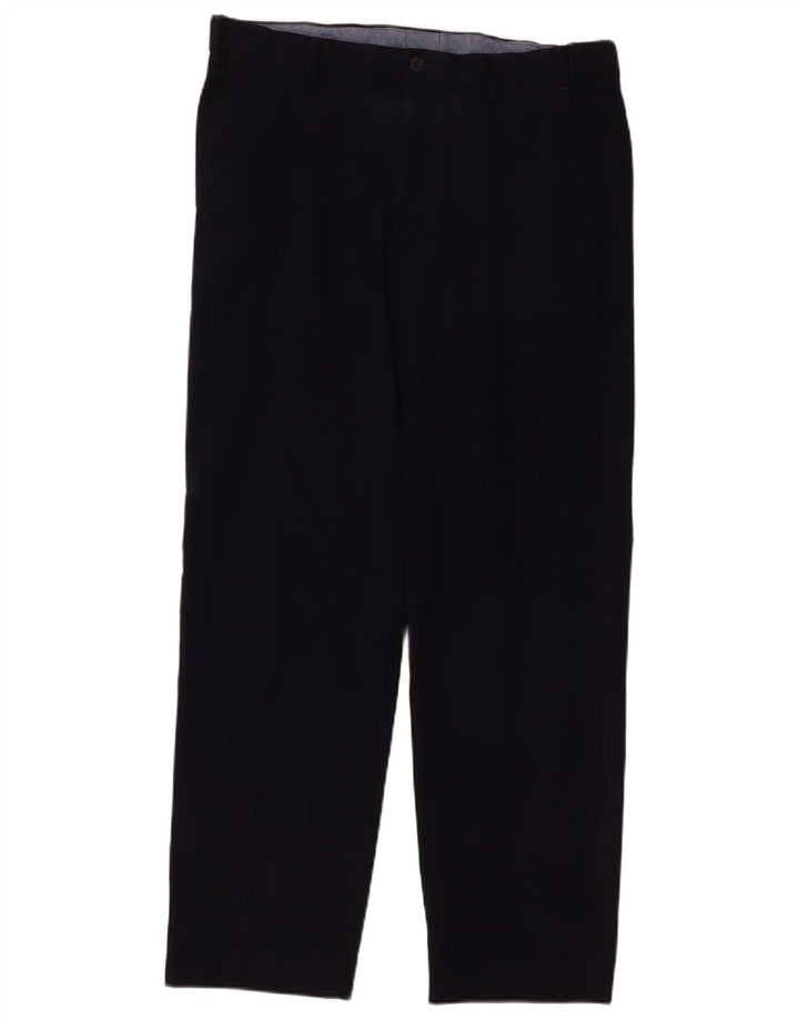 Pantaloni da abito regolari dritti da uomo Marks & Spencer W34 L31 Blu Navy