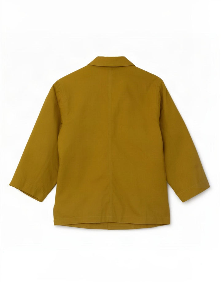 Giacca blazer vintage da donna con maniche a 3/4 a 2 bottoni EU 38 cotone kaki medio
