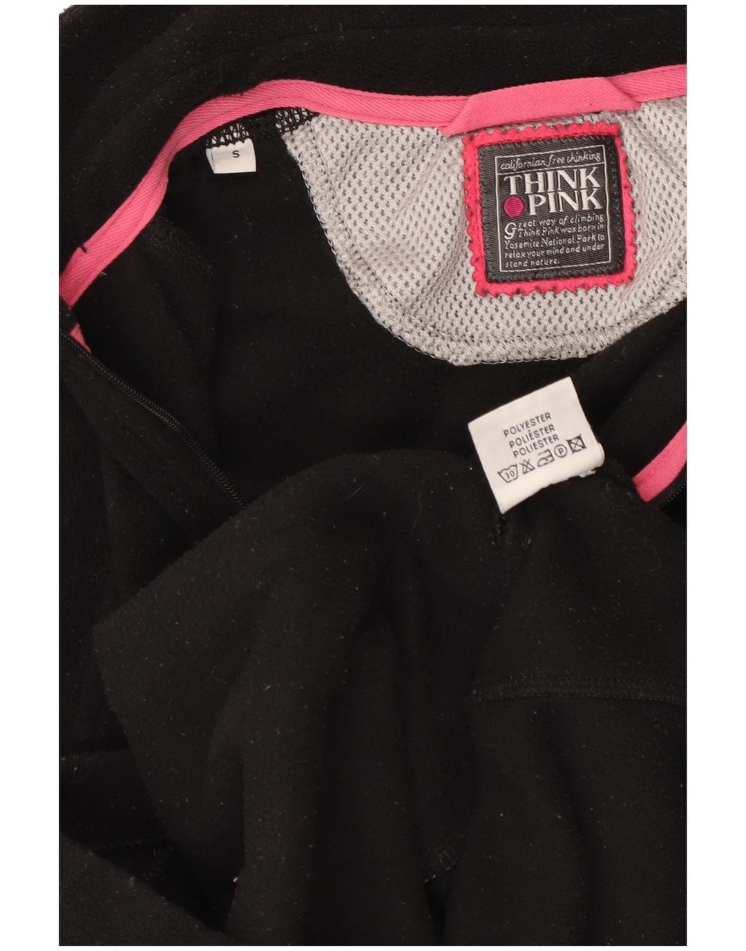 Maglione in pile da donna con collo con zip Think Pink UK 10 piccolo poliestere nero