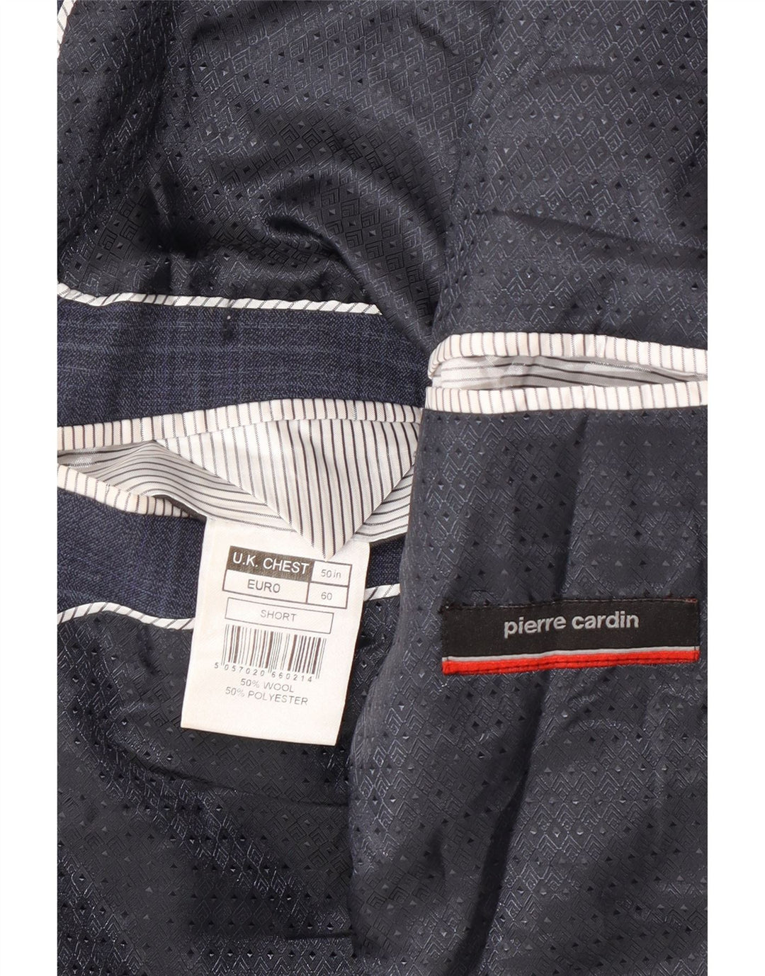 Giacca blazer da uomo a 2 bottoni Pierre Cardin UK 50 5XL blu navy a quadri