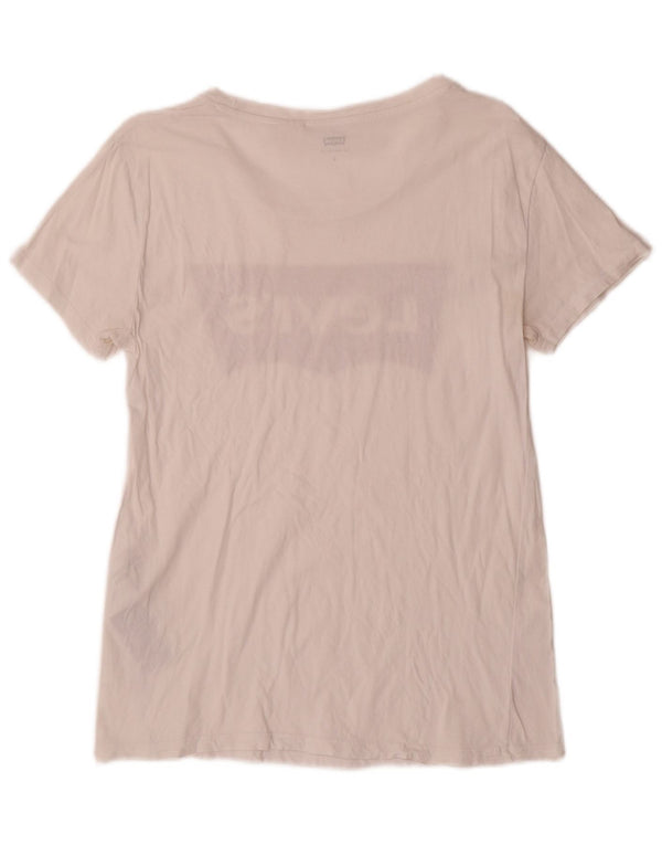Levi's Womens Graphic T-Shirt Top UK 10 Small White Cotton