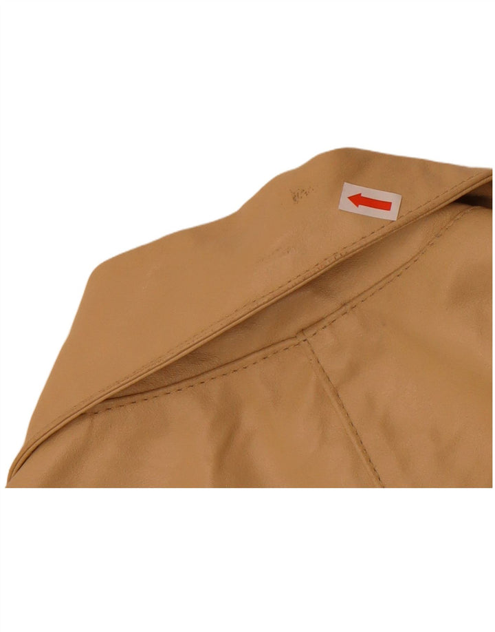 Giacca in pelle da motociclista da donna MOTIVI UK 8 piccola in pelle beige