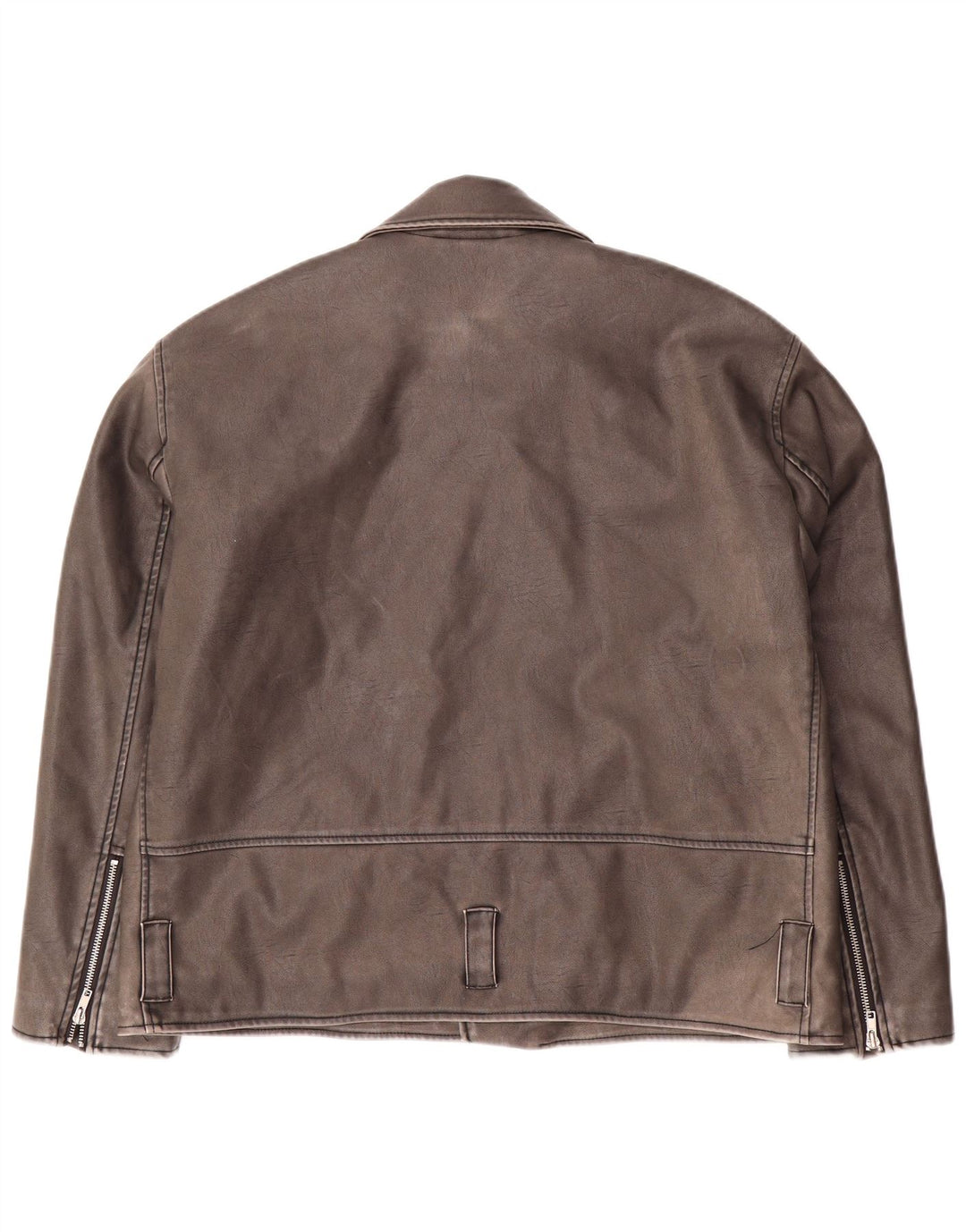 URBAN OUTFITTERS Giacca da motociclista da uomo in ecopelle UK 38 Grigio medio