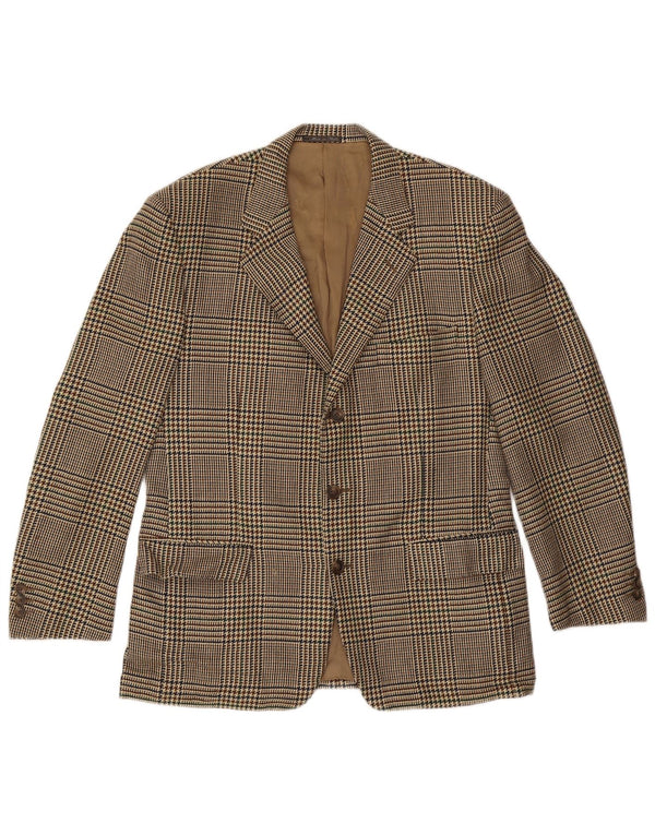 CORNELIANI Giacca Blazer 3 Bottoni Uomo IT 50 Large Beige Pied De Poule Lana