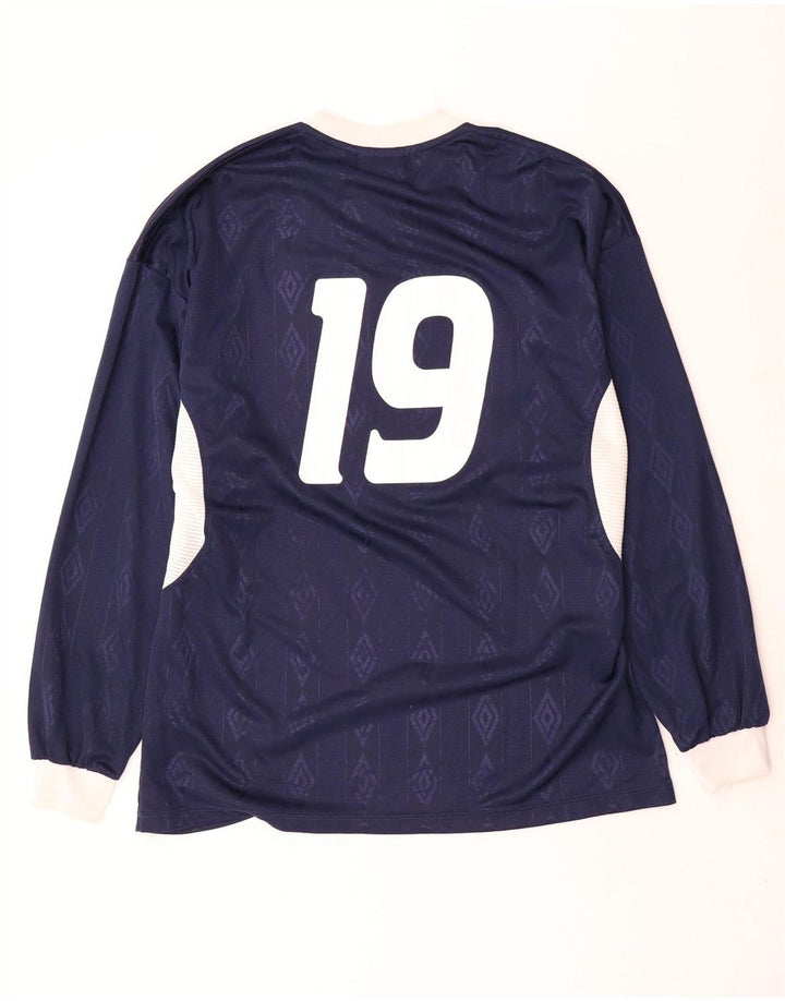 Umbro Top grafico da uomo manica lunga XL blu navy geometrico in poliestere