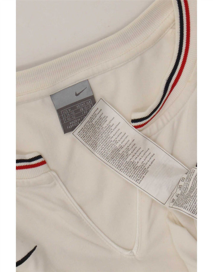 Top corto con grafica Nike da donna a maniche lunghe UK 10/12 Medium White Colourblock
