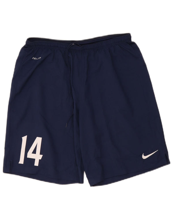 Pantaloncini sportivi Nike Dri Fit Graphic da donna UK 14 Large in poliestere blu navy