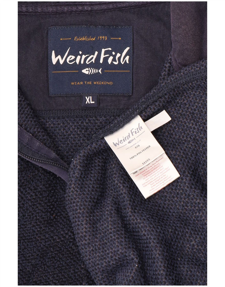 WEIRD FISH Felpa da uomo con zip e collo maglione XL blu navy poliestere