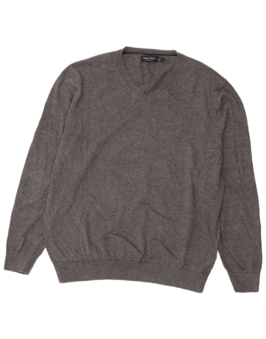 Maglione da uomo con scollo a V Nautica, grande cotone grigio