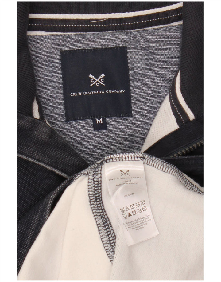 CREW CLOTHING Felpa da uomo con zip e collo maglione medio a righe blu navy