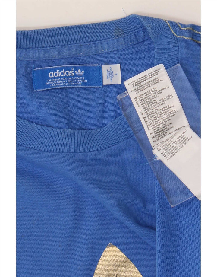 T-shirt grafica da uomo Adidas Top grande in cotone blu