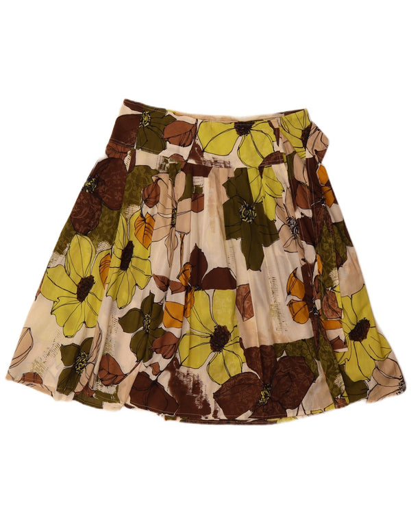 Gonna a portafoglio da donna vintage IT 48 XL W32 Bohémien in cotone floreale multicolore