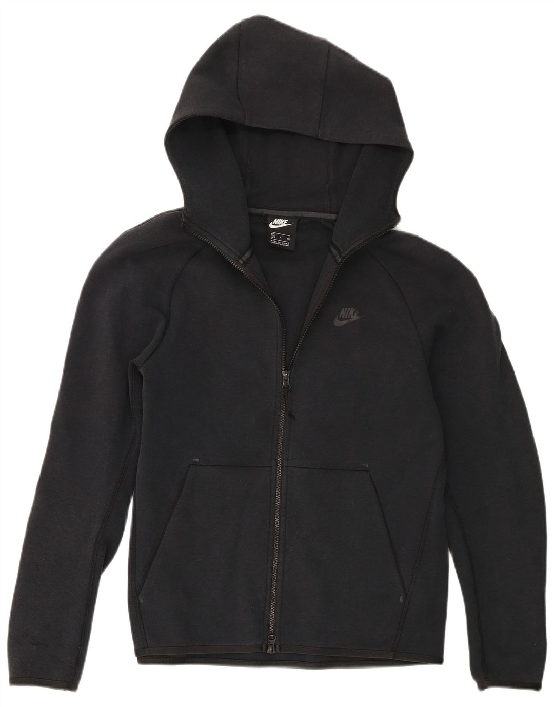 Felpa con cappuccio e zip Nike da uomo piccola in cotone nero