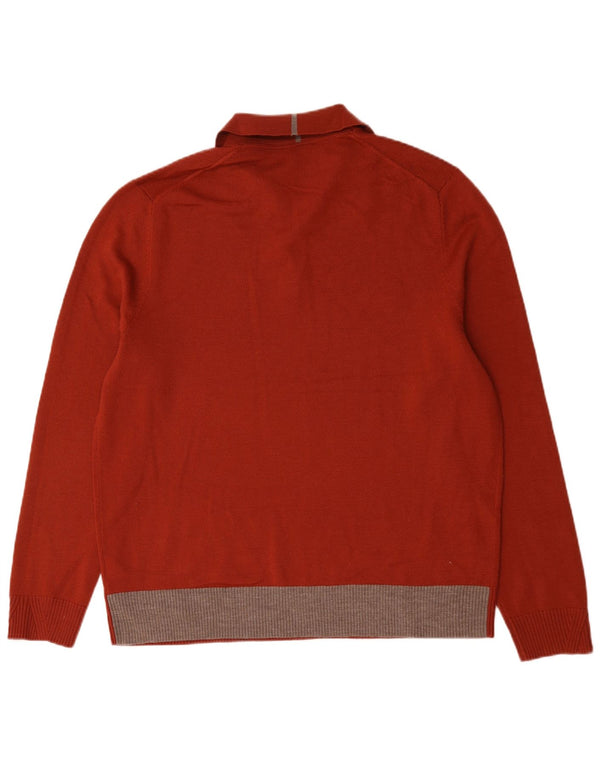 Maglione da uomo con collo alto White Stuff 2XL Lana merino color block rosso