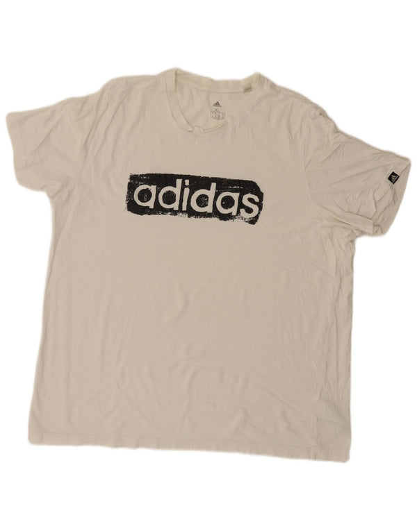T-shirt grafica da uomo Adidas Top XL in cotone bianco