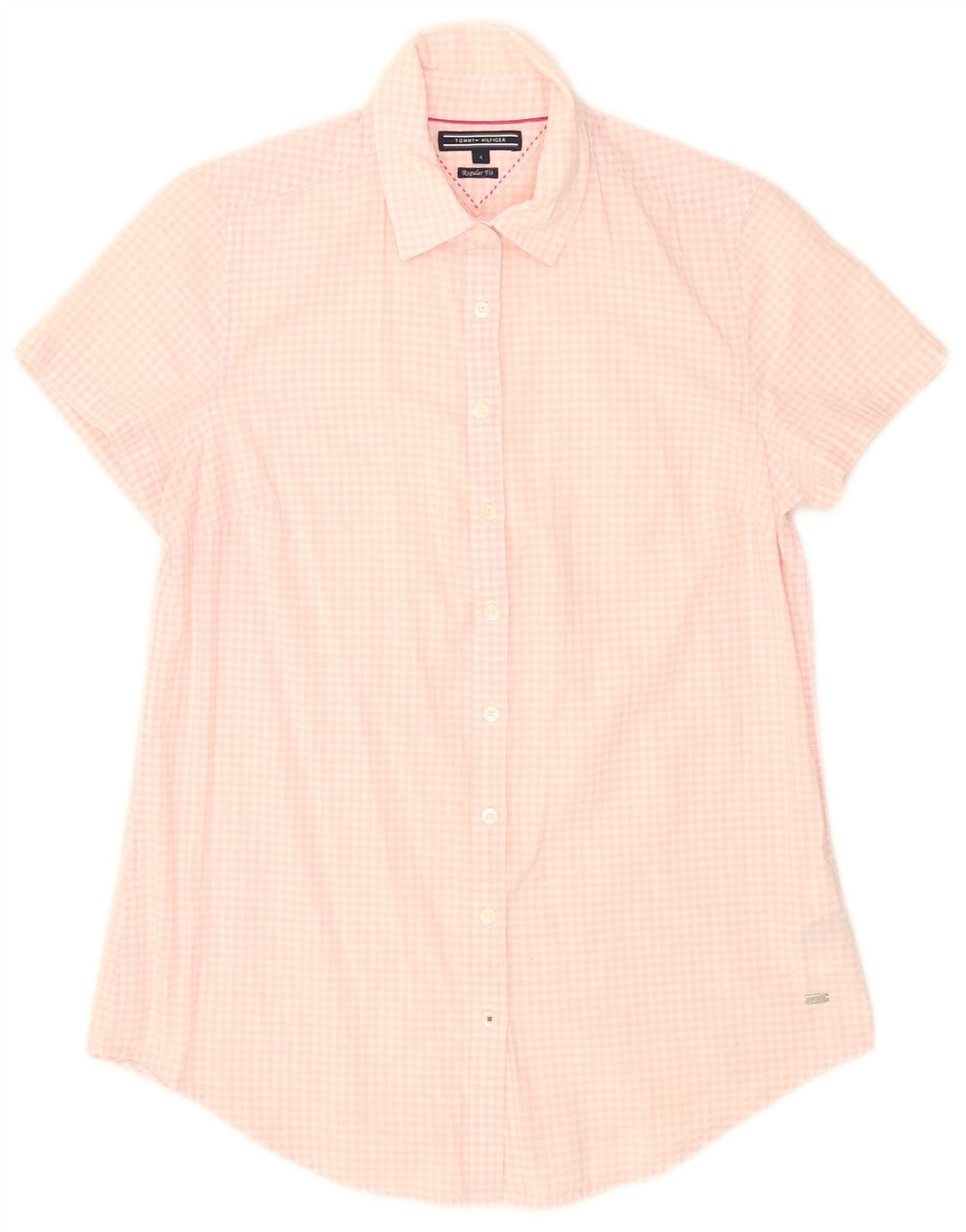 Camicia a maniche corte da donna Tommy Hilfiger US 4 Small Pink Gingham