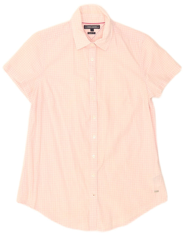 Camicia a maniche corte da donna Tommy Hilfiger US 4 Small Pink Gingham