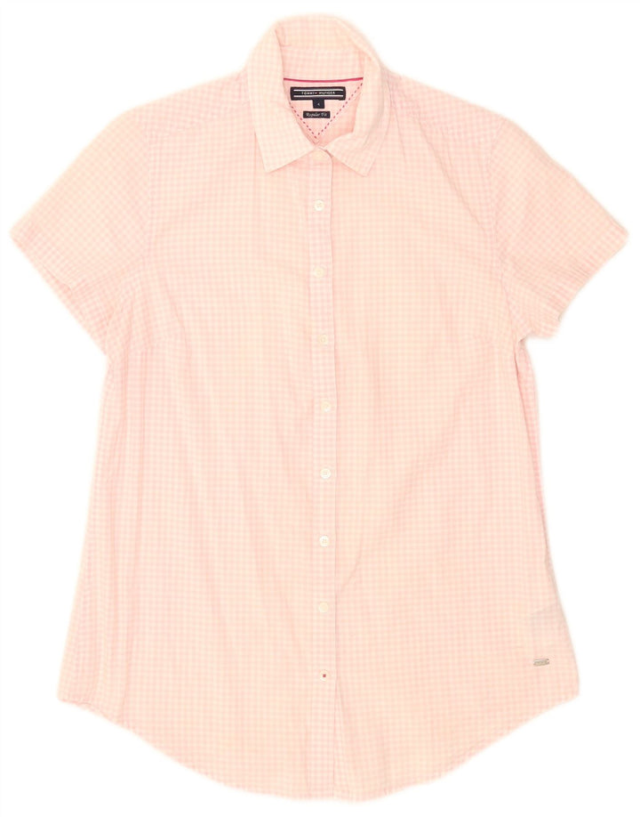 Camicia a maniche corte da donna Tommy Hilfiger US 4 Small Pink Gingham