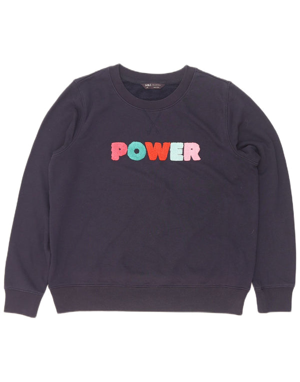 Felpa grafica da donna Marks & Spencer UK 14 grande blu navy