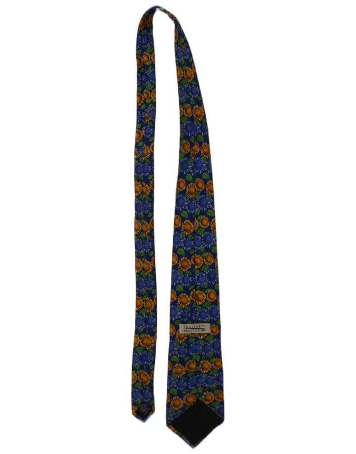 Cravatta Trussardi Uomo Grafica Taglia Unica Seta Floreale Blu
