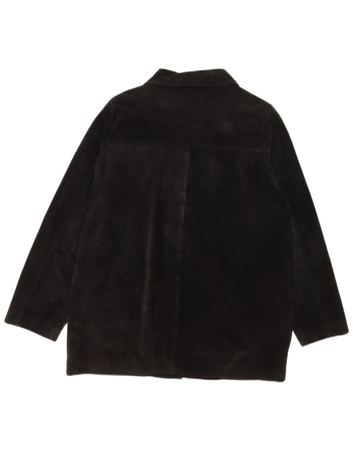 Giacca vintage in pelle scamosciata da donna UK 18 XL in pelle nera