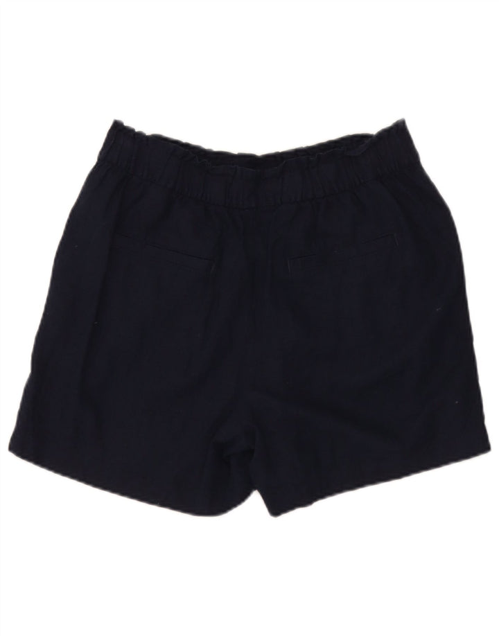 Pantaloncini casual da donna Marks & Spencer UK 12 medi W32 blu navy lino