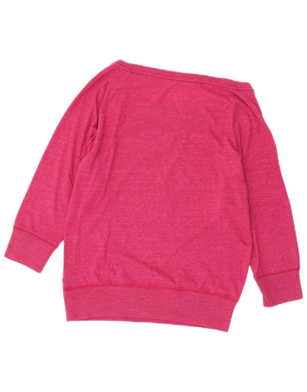 Felpa grafica Nike da donna con maniche a 3/4, UK 10, piccola, cotone rosa