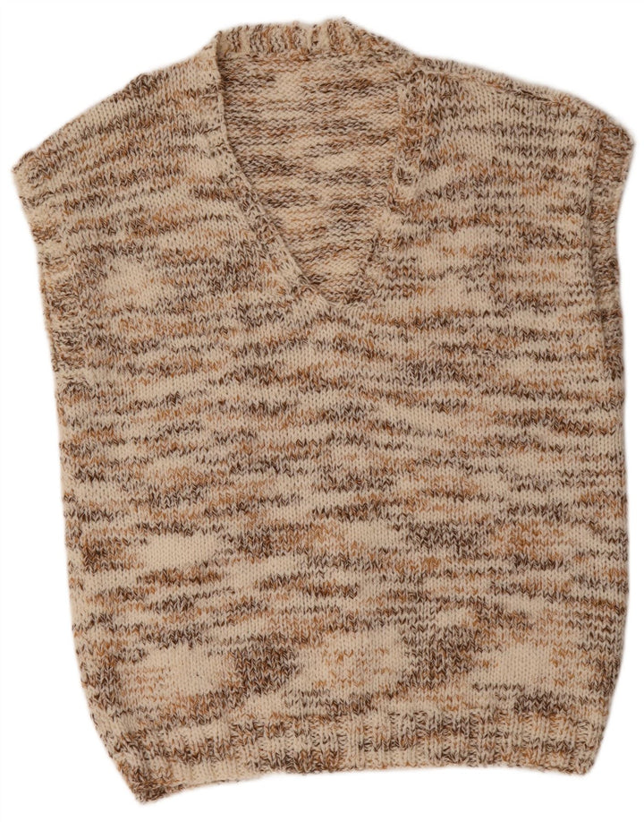 Canotta vintage da uomo, canotta grande beige screziata