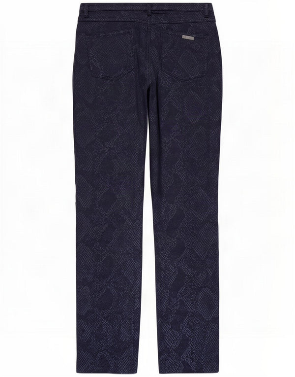 Pantaloni casual dritti da donna Trussardi W34 L33 Blu navy stampa animalier