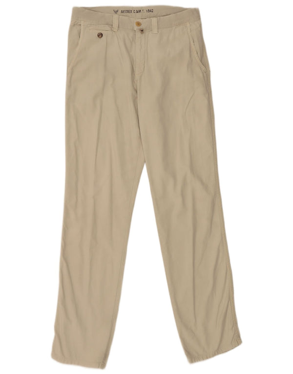 Pantaloni chino dritti da uomo Avirex W32 L33 in cotone beige