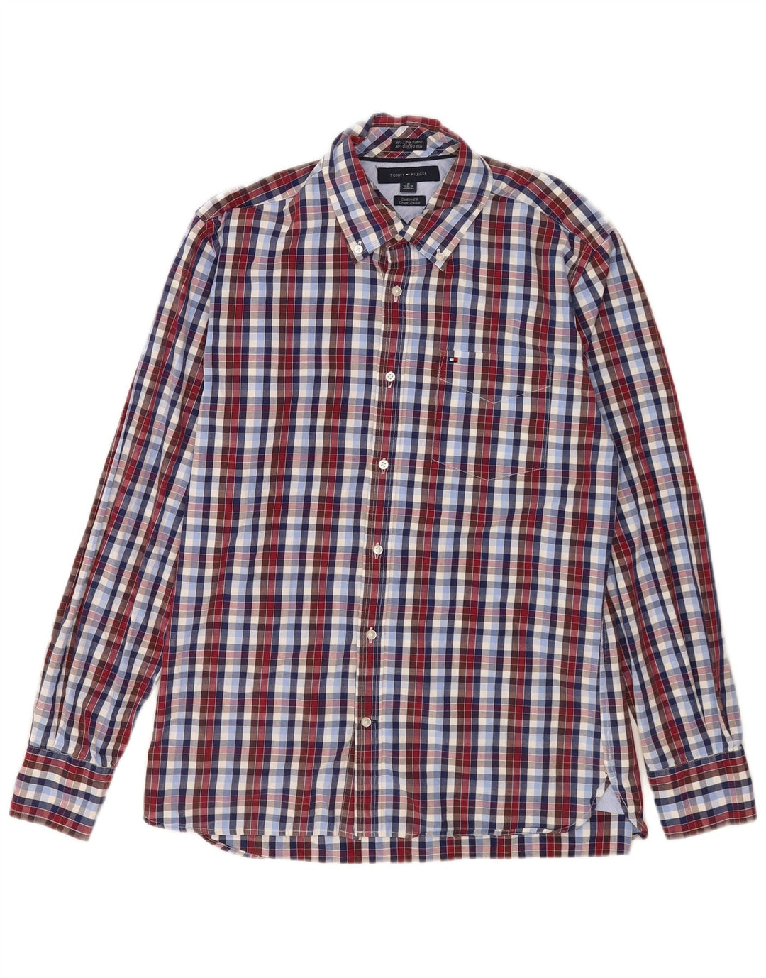 Camicia da uomo Tommy Hilfiger taglia 15 1/2 16 medio a quadri multicolore