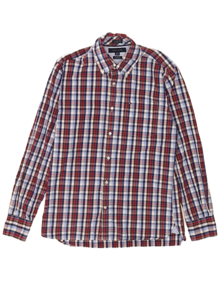 Camicia da uomo Tommy Hilfiger taglia 15 1/2 16 medio a quadri multicolore