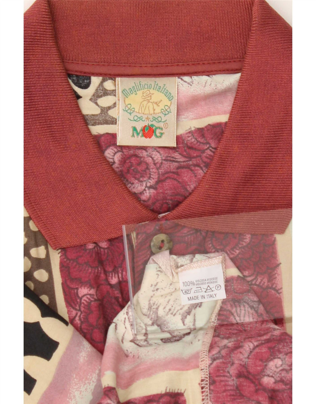 Mango Camicia pullover a maniche corte da uomo con motivo astratto grande bordeaux