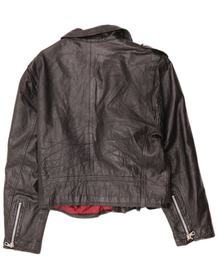 Giacca da motociclista in pelle da uomo vintage IT 52 XL Nera