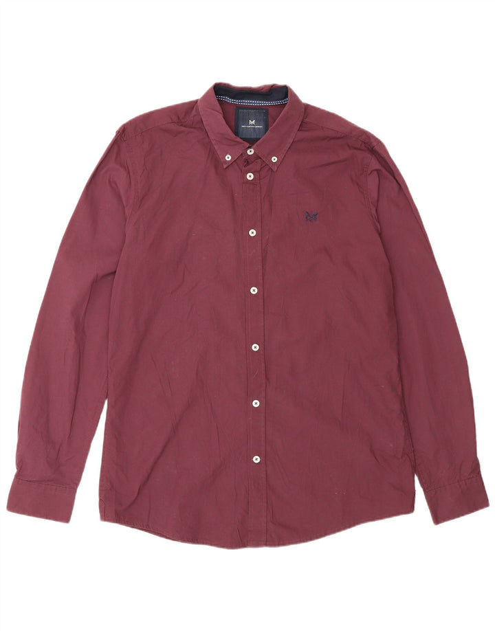 Crew Clothing Camicia slim fit da uomo Bordeaux medio maculato