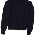 Maglione vintage da donna con scollo a V corto IT 44 lana blu navy medio