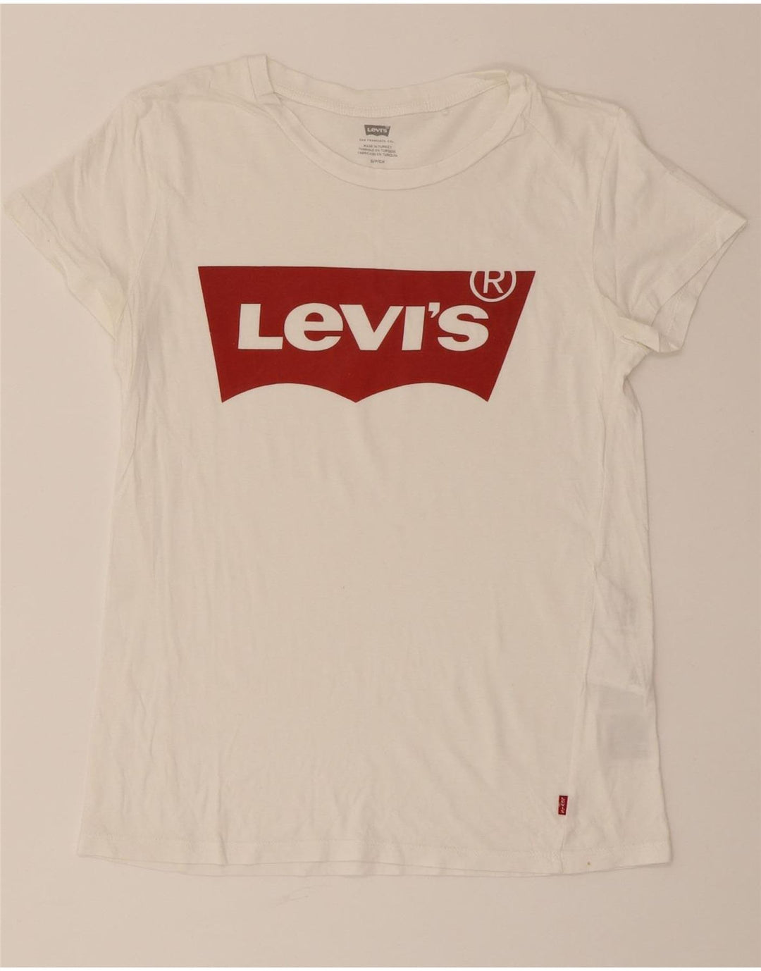 LEVI'S Womens Graphic T-Shirt Top UK 10 Small White Cotton Vintage Levi's and Second-Hand Levi's from Messina Hembry 