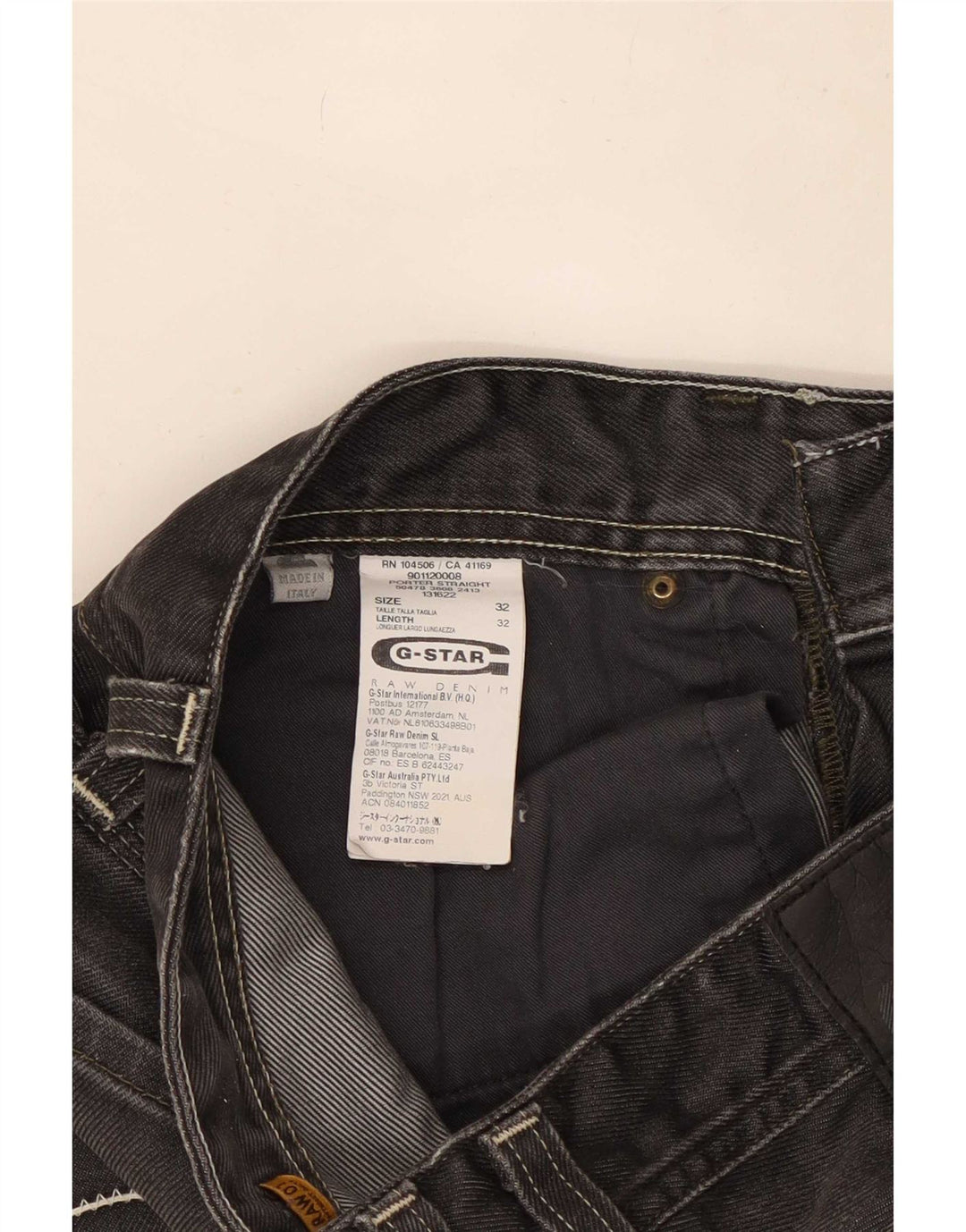 Jeans dritti da uomo G-Star W32 L32 cotone nero