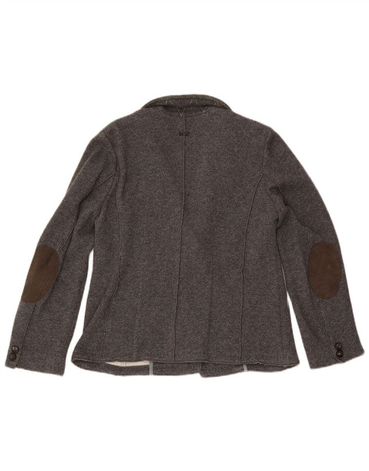 Giacca blazer in maglia doppio petto da donna Marella UK 18 XL lana grigia