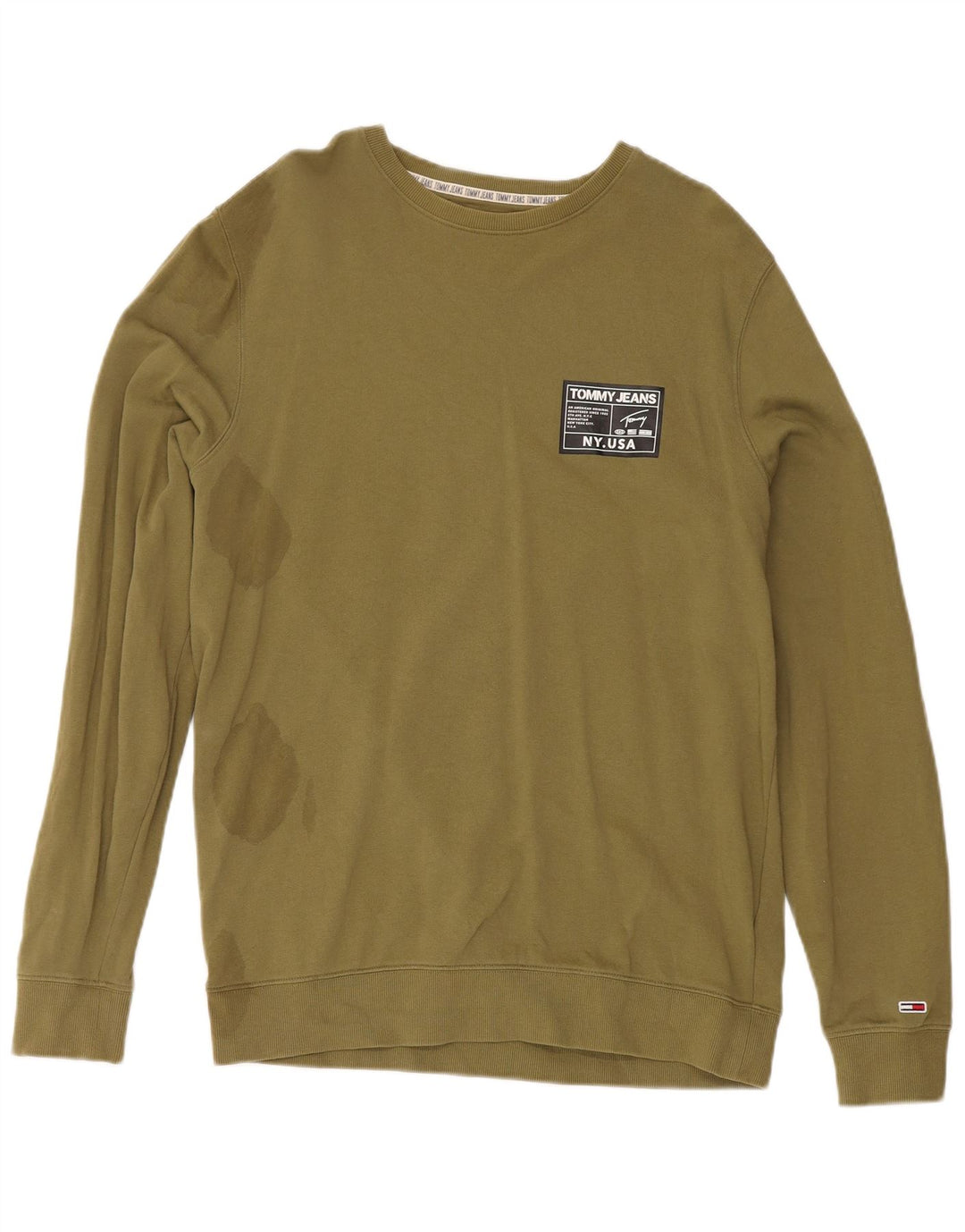 Tommy Hilfiger Uomo Felpa Maglione Grande Cotone Kaki